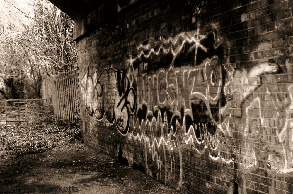 Yashica MG-1 sample pictures - Railway bridge graffiti