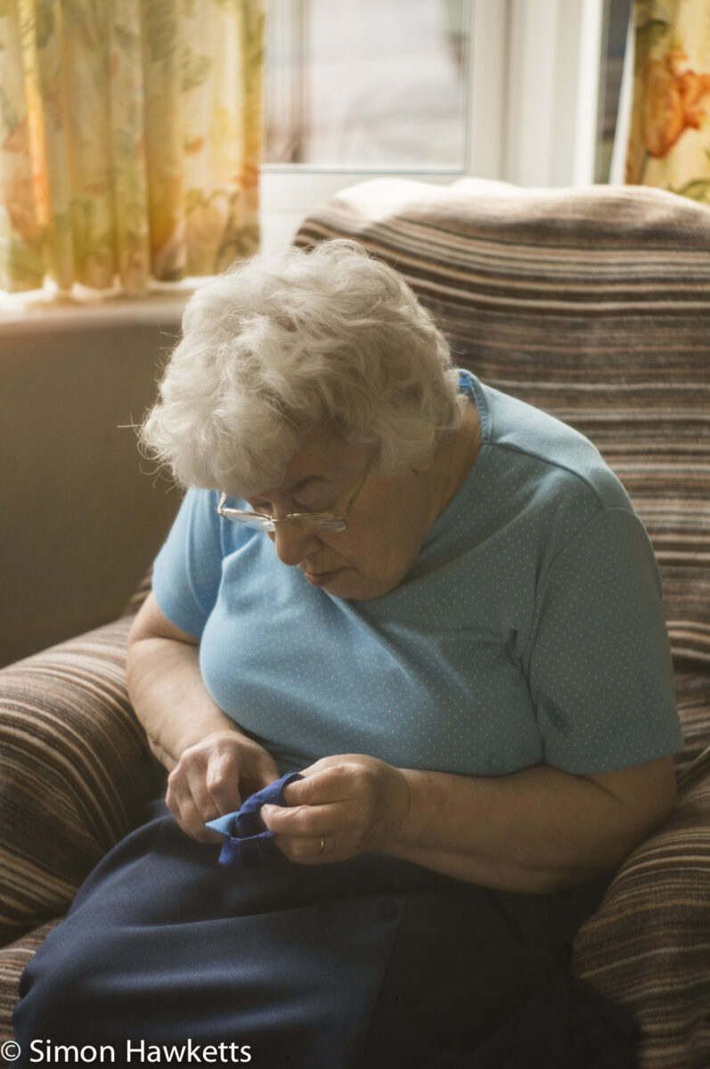 Sony Nex 6 test shots - Gran doing some sewing