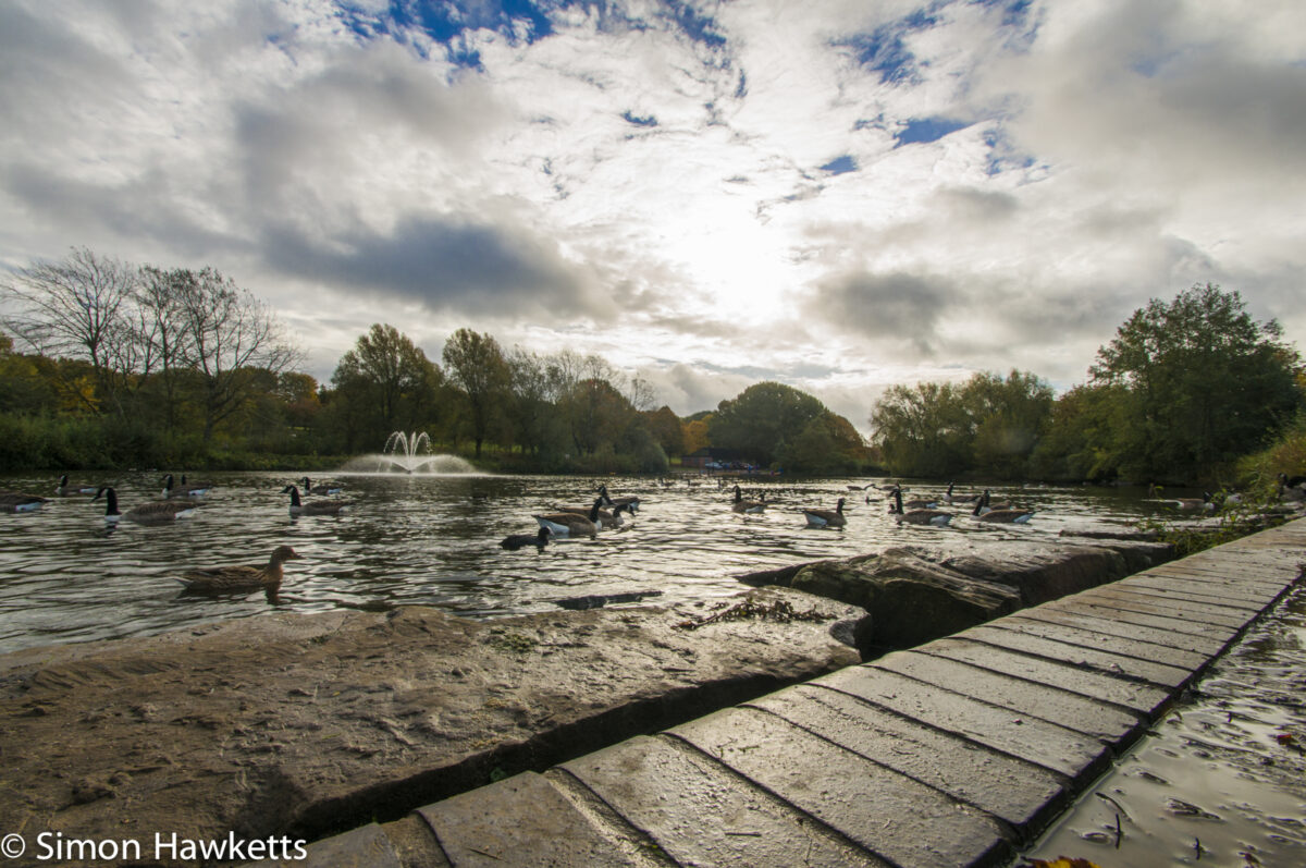 Tamron 10-24 wide angle sample pictures - A bit of blue sky over the lake in Fairlands Valley Park Stevenage