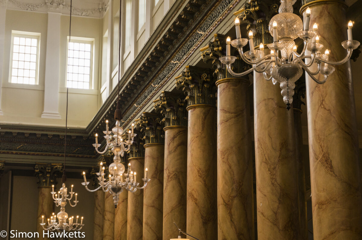 Marble columns in Ask Italian restaurant in York