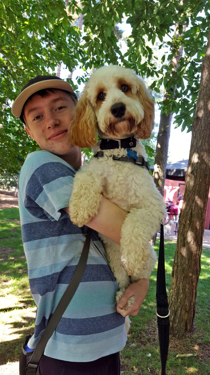 James with Freddy the Cockapoo