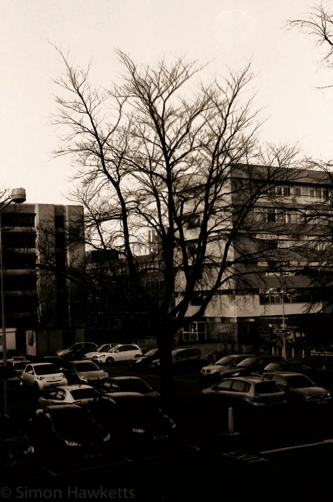 First film developed for 20 years ! 23 Yashica MG-1 sample pictures - Car Park in Stevanage