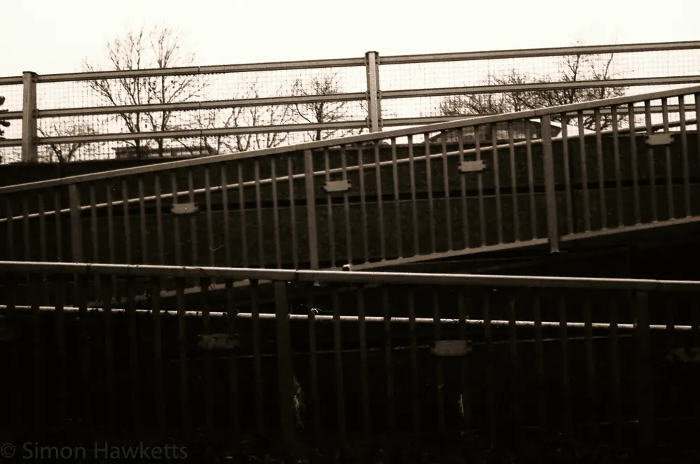 First film developed for 20 years ! 20 Yashica MG-1 sample pictures - Walkway to bus stop