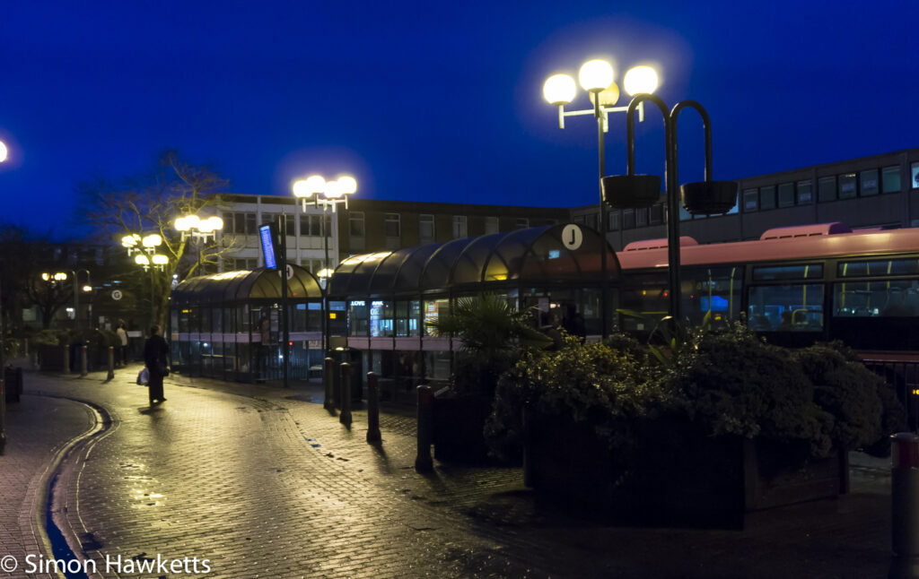 Sony Nex 6 sample pictures - Stevenage bus station at dusk