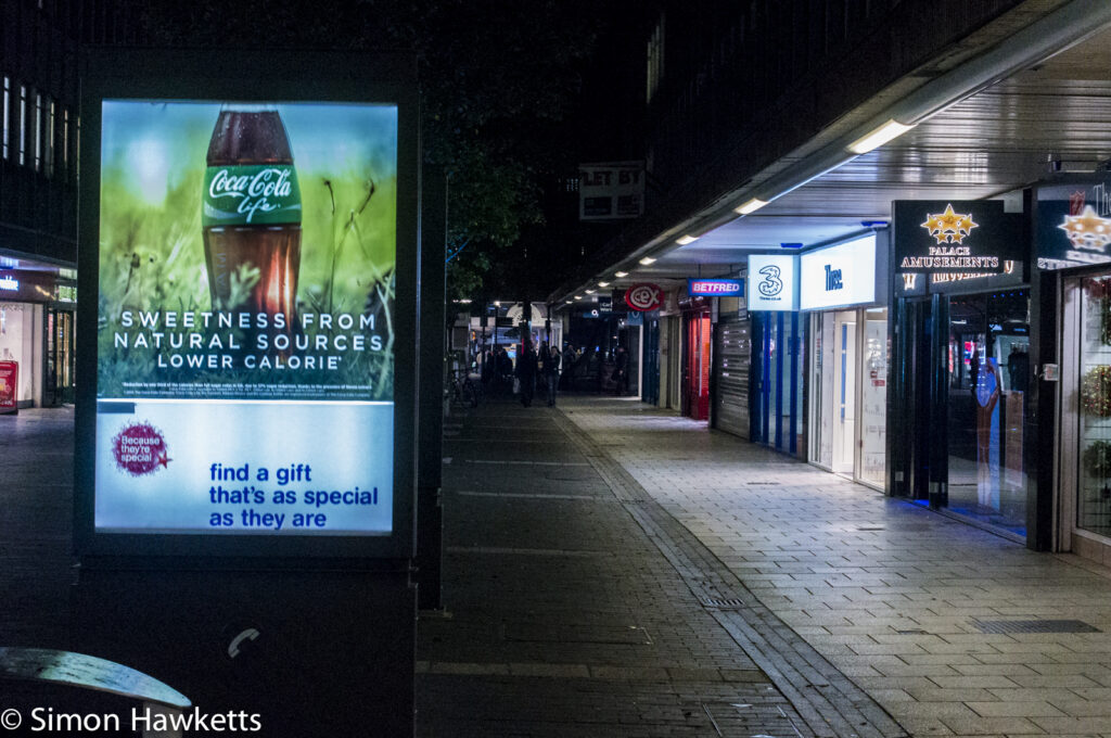 Sony NEX 6 high ISO performance sample pictures - Stevenage town @ iso6400