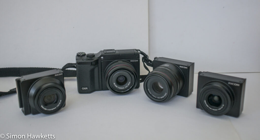 Ricoh GXR family showing body and several sensor units