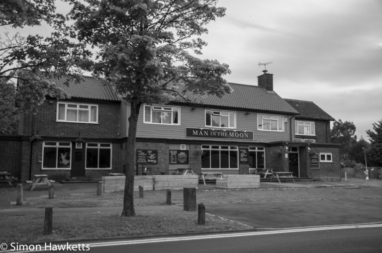 Man in the moon pub in Stevenage in Black & white