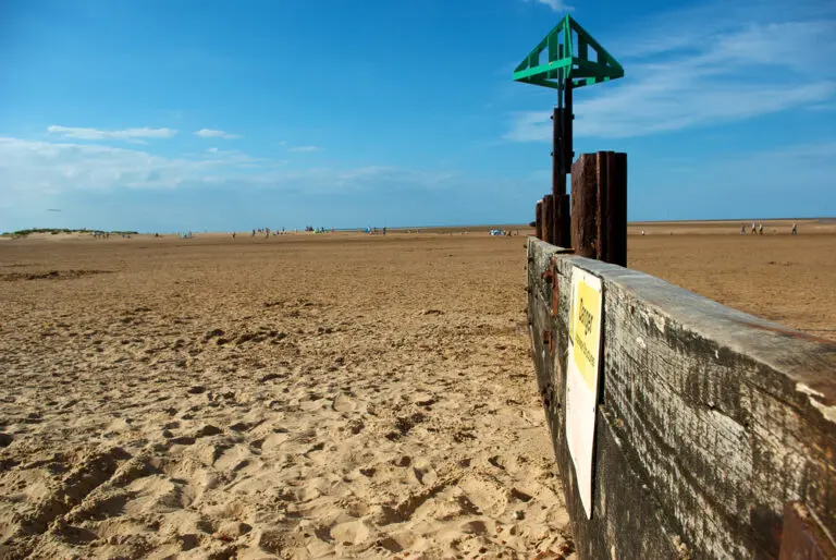 Beach view - a picture of the beach at Wells-next-the-sea with the tide fully out.