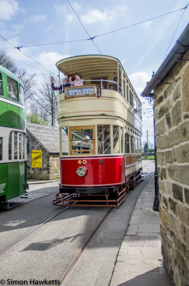 Crich tramway museum - trams crossing