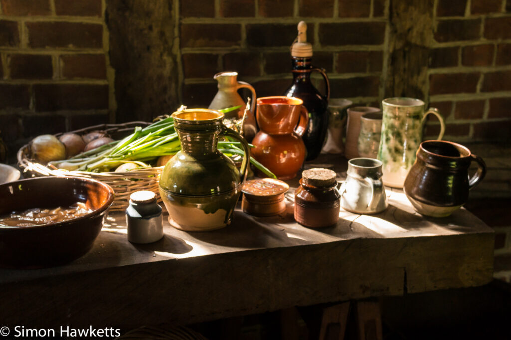 A collection of Tudor provisions caught in a beam of sunlight