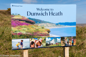 Dunwich Heath Suffolk pictures - The 'Welcome to Dunwich Heath' sign