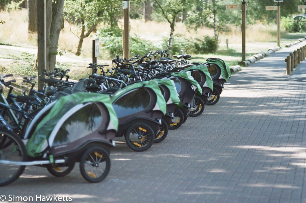 miranda sensorex ee slr with kodak gold 400 sample picture bikes lined up at woburn forest centerparcs