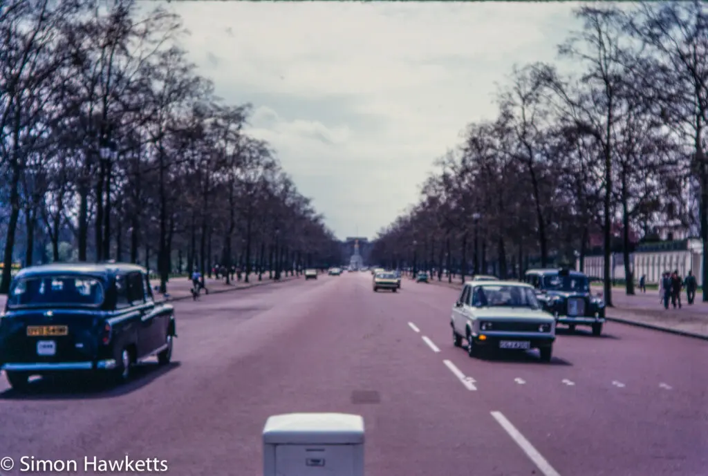 Central London pictures c1980 14 Olympus OM-20 pictures - Looking down the Mall on colour negative film taken about 1980