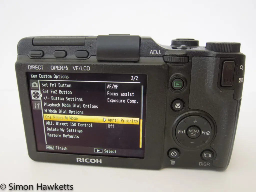 ricoh gxr system camera menus
