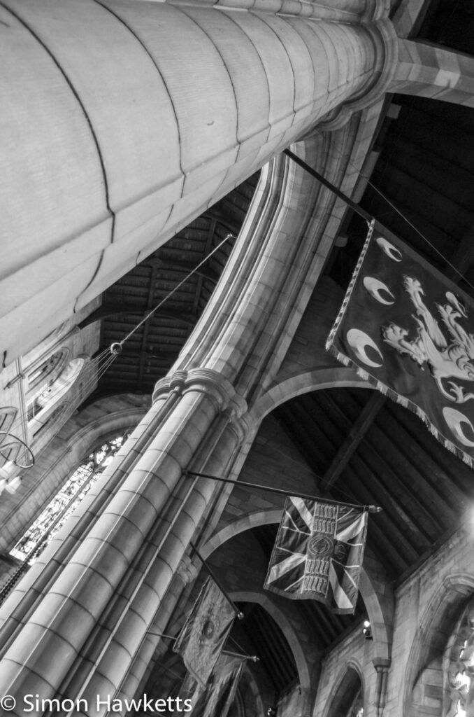 Some black & white pictures taken in Hexham Abbey - Arch & Roof