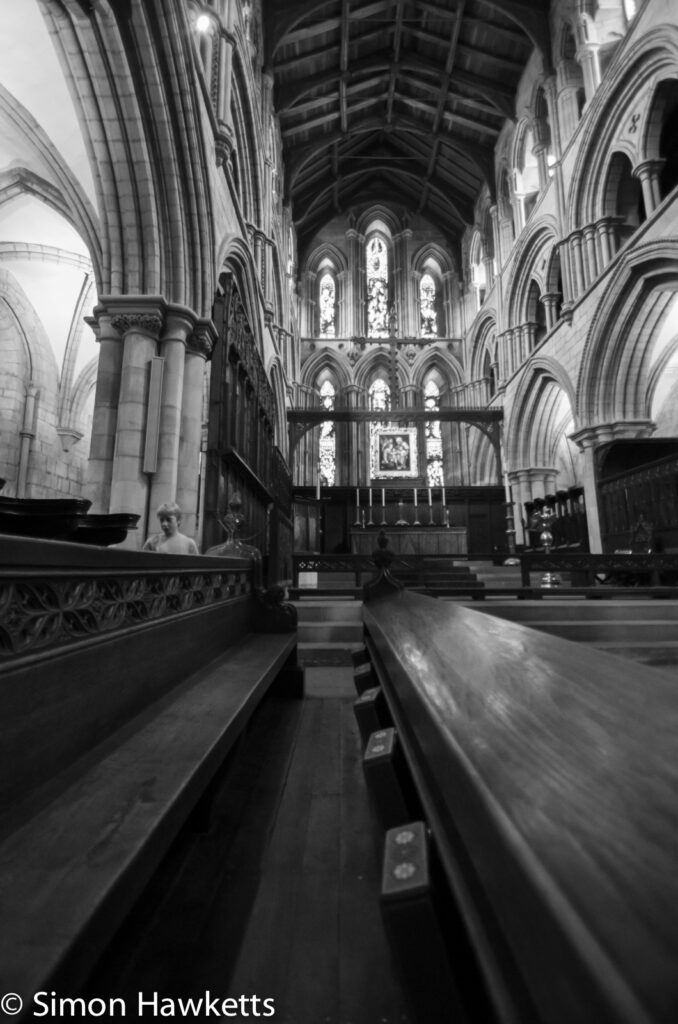 Some black & white pictures taken in Hexham Abbey - Bench