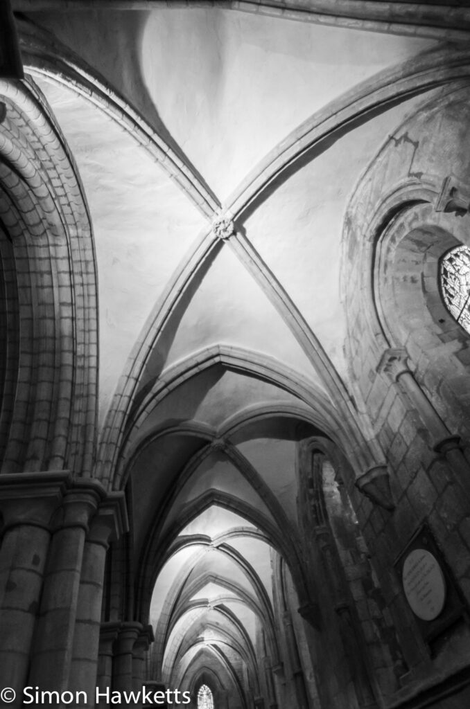 Some black & white pictures taken in Hexham Abbey - Roof Arch