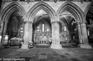 Some black & white pictures taken in Hexham Abbey - Three arches