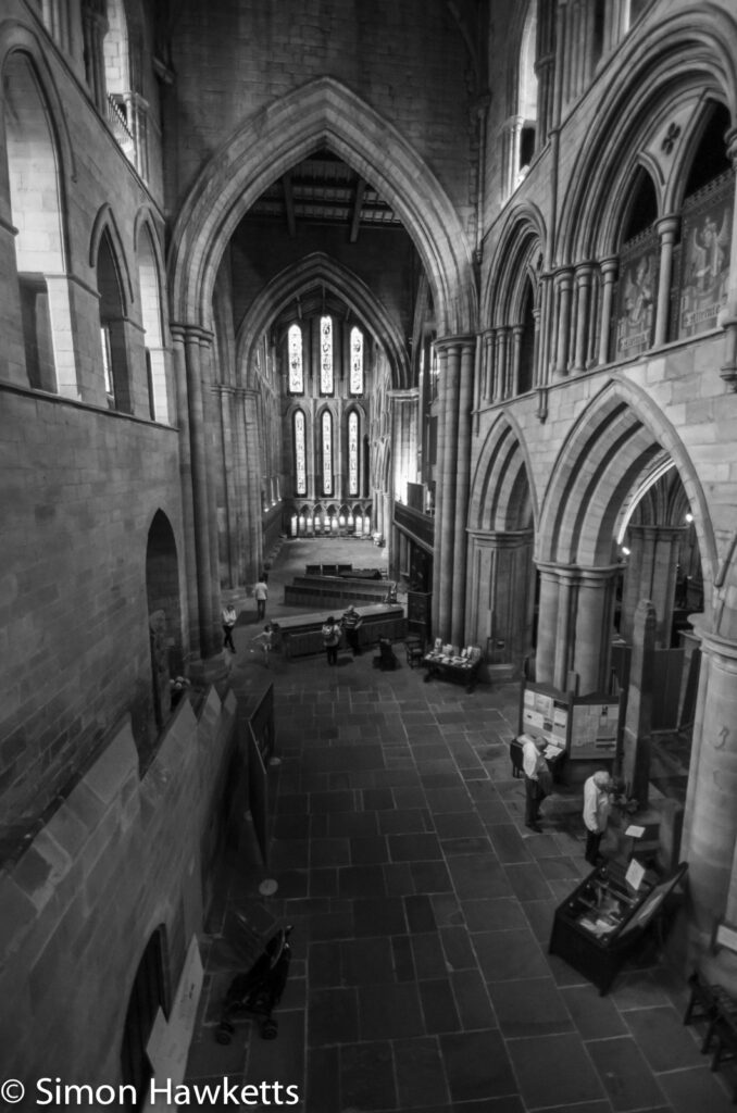 Some black & white pictures taken in Hexham Abbey - View from the gallery